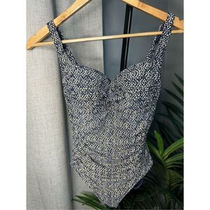 Niptuck Swimsuit Womens 6 Blue Gold One‎ Piece Joanne Nautical Foil Swimwear